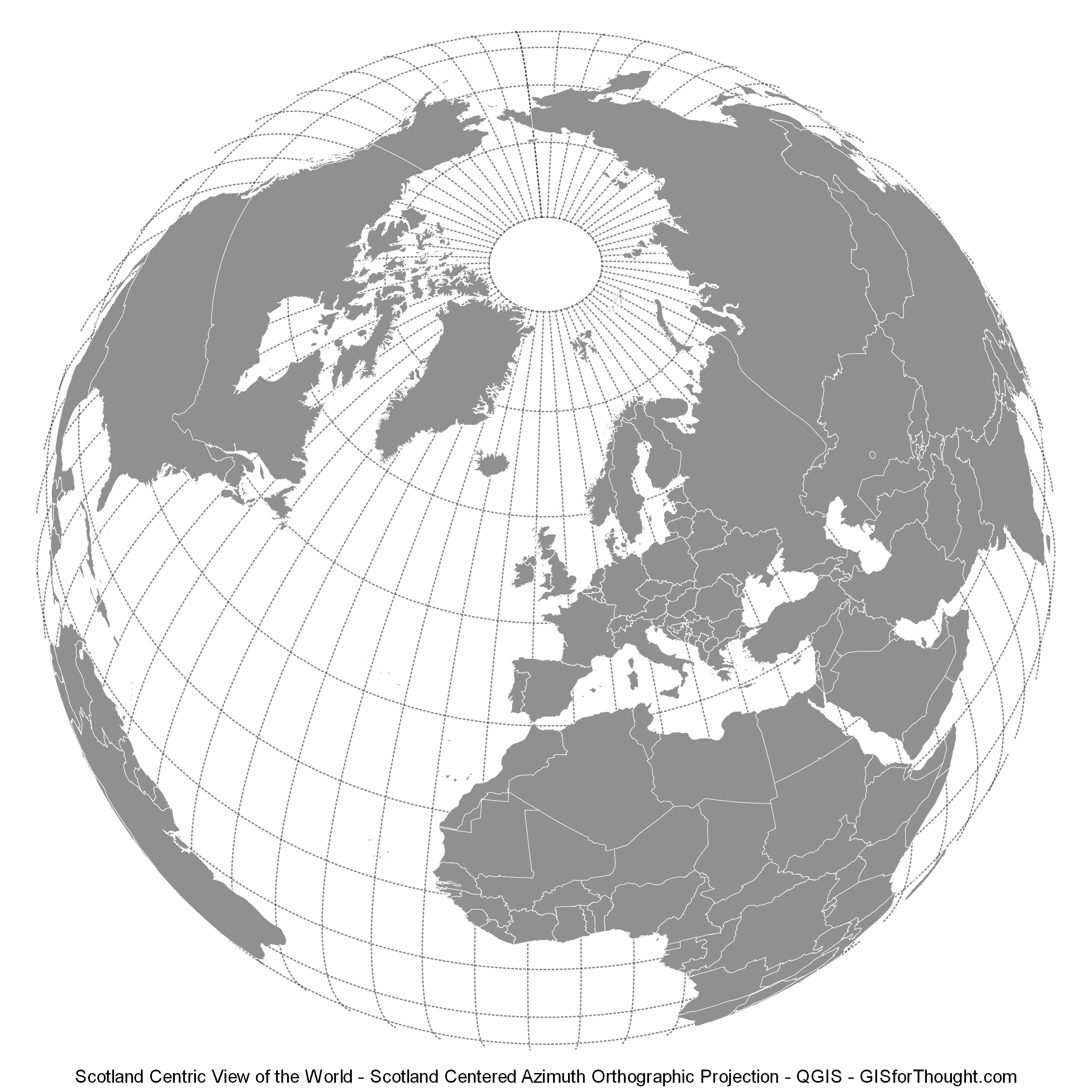 QGIS Azimuth Orthographic Projections