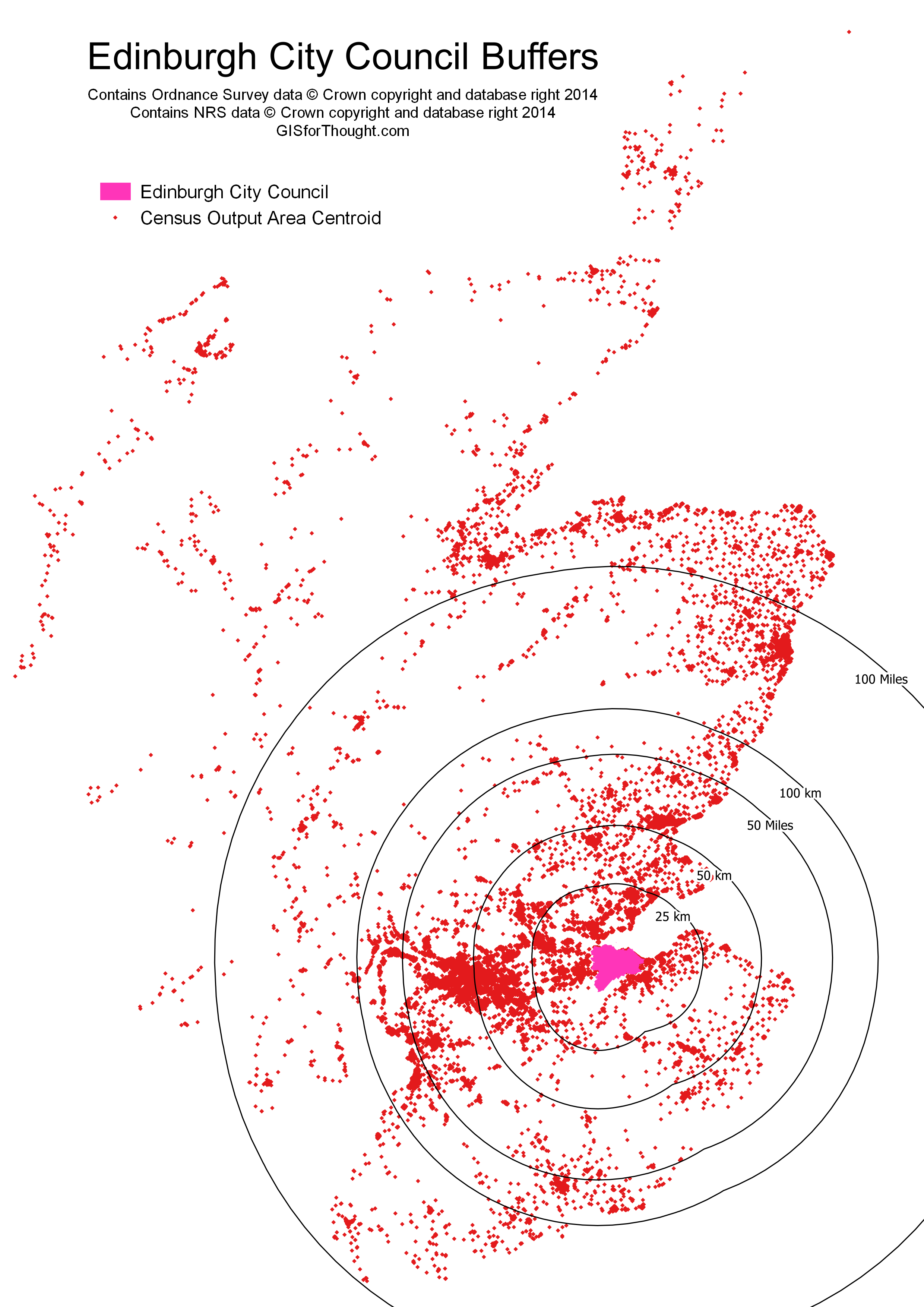 Population buffers around Edinburgh